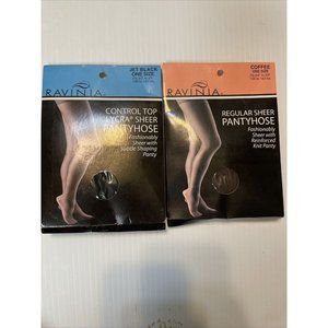 Vintage Pantyhose Ravinia Jet Black Coffee One Size Control Top & Regular Sheer